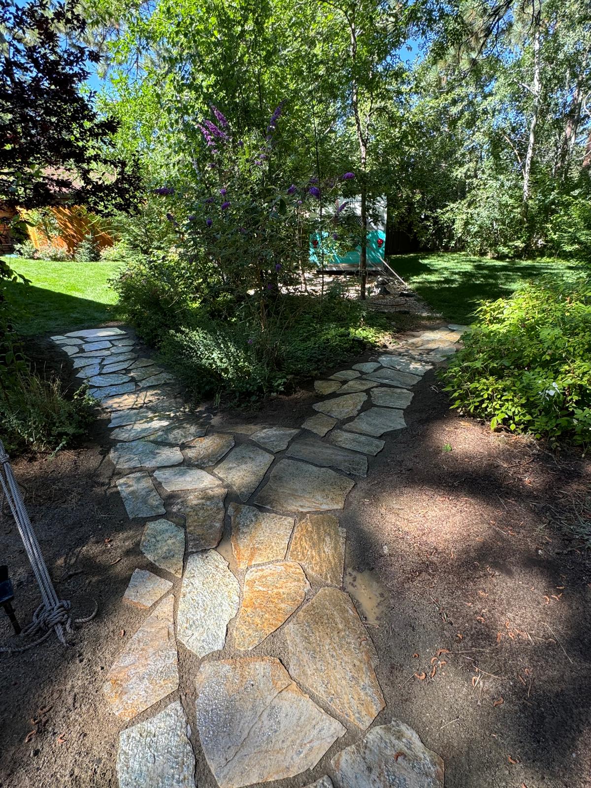 Custom flagstone walkway installed at a South Lake Tahoe property